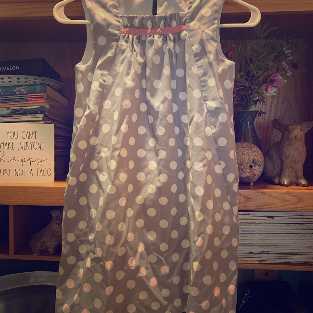 Kelly’s kids polka dot gray dress